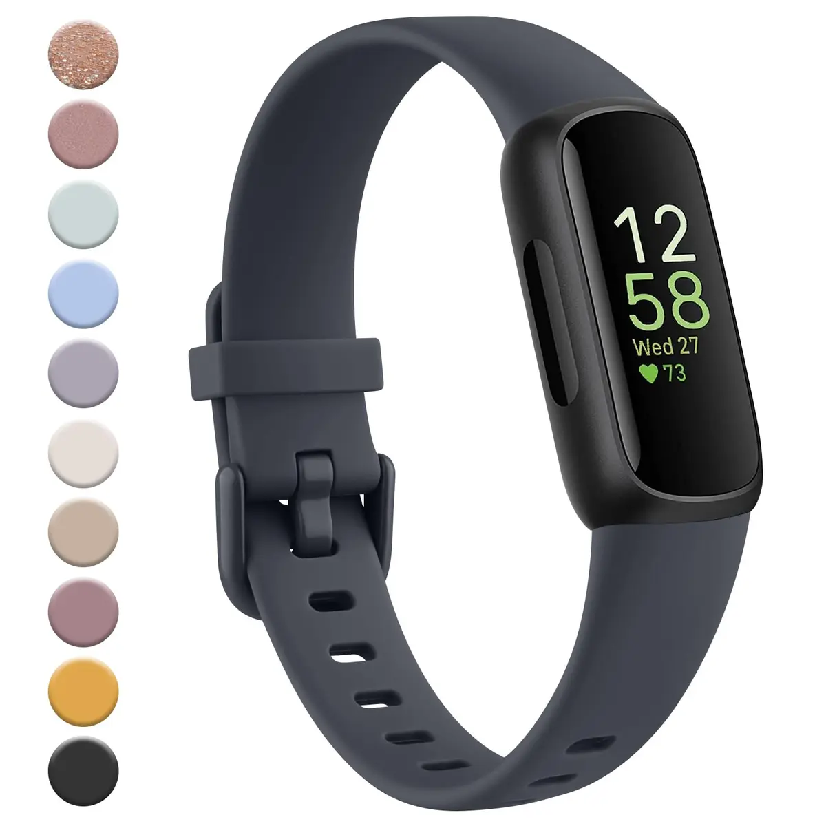Meliya Fitbit Inspire 3 Wristband Midnight | Soft Silicone Sport Strap (130-205mm) - main product image