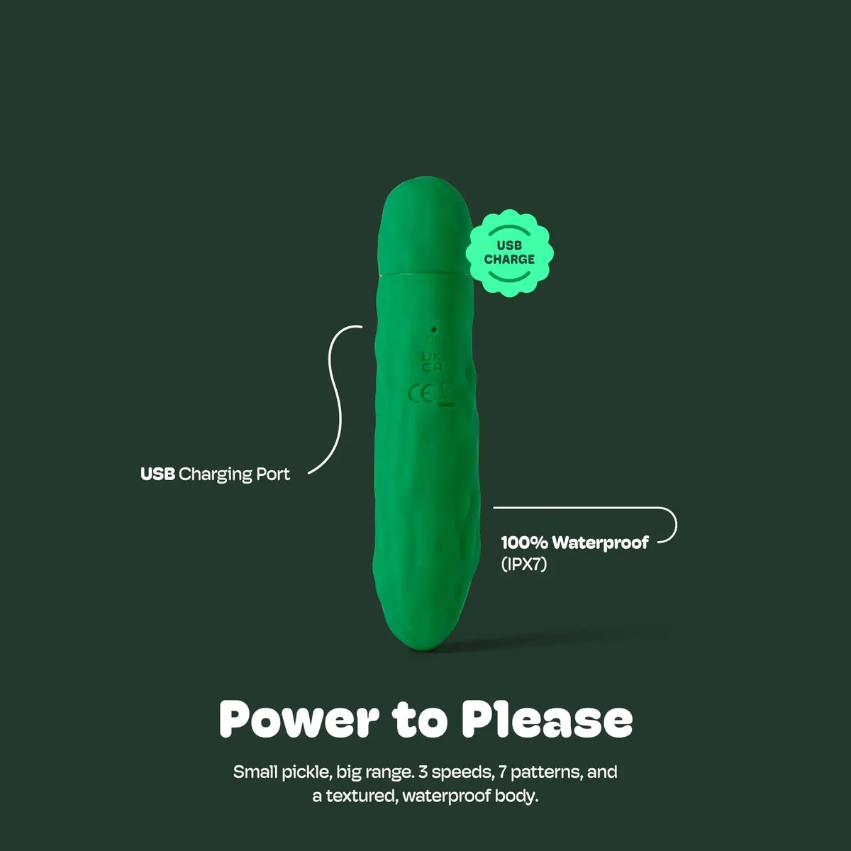 Emojibator Pickle Personal Massager 4.8in Waterproof Silicone USB Rechargeable - view 3