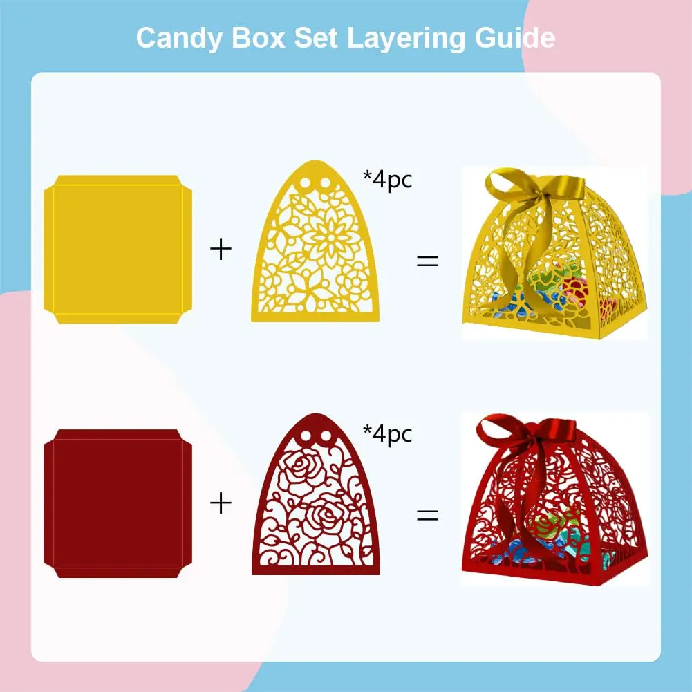 GLOBLELAND Flower Candy Box Cutting Dies Set | 8.4cm x 6.7cm & 7.7cm x 7.7cm - view 2