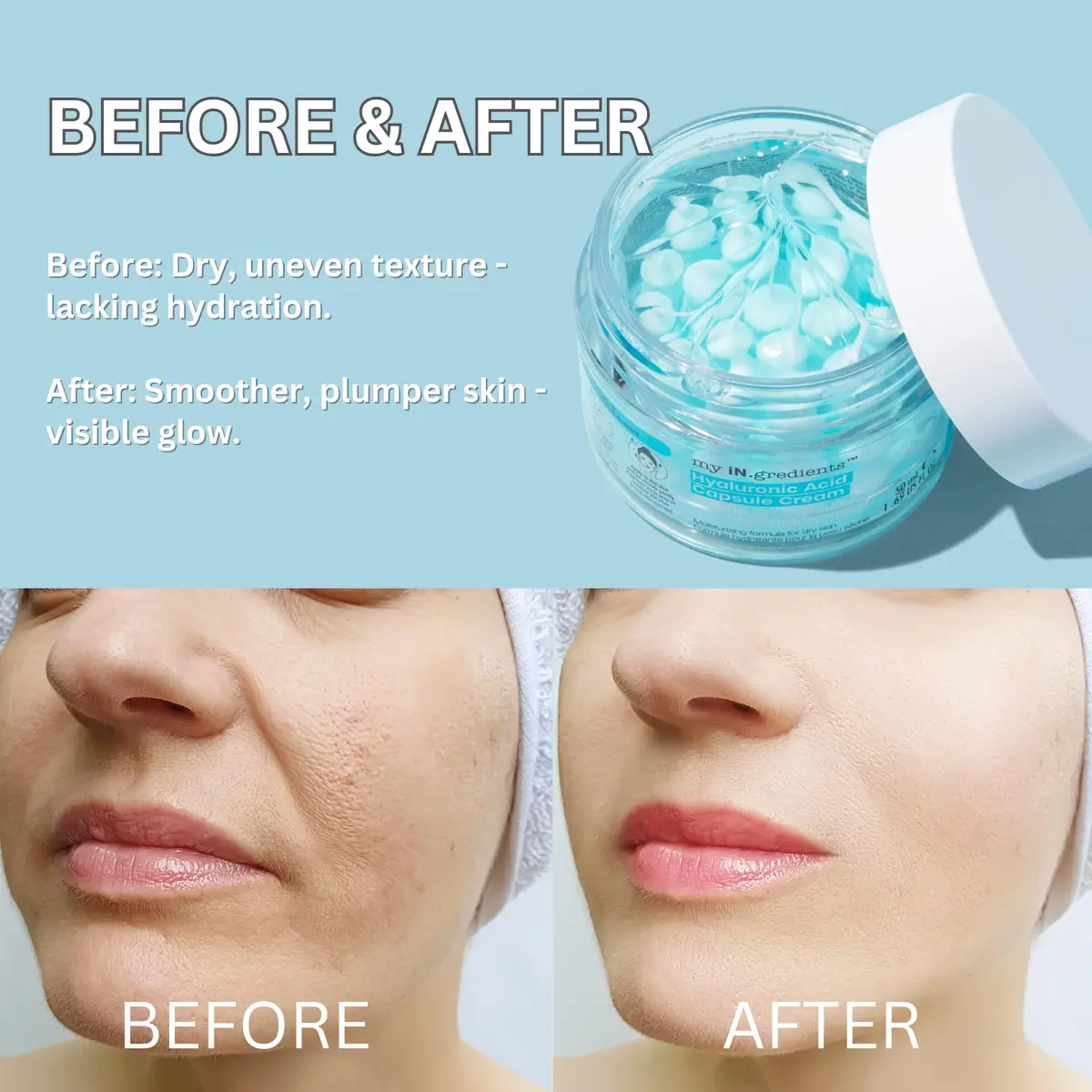 masque BAR Hydrating Capsule Cream Face Moisturizer 50ml | Hyaluronic Acid & Niacinamide for Dry & Sensitive Skin - view 7