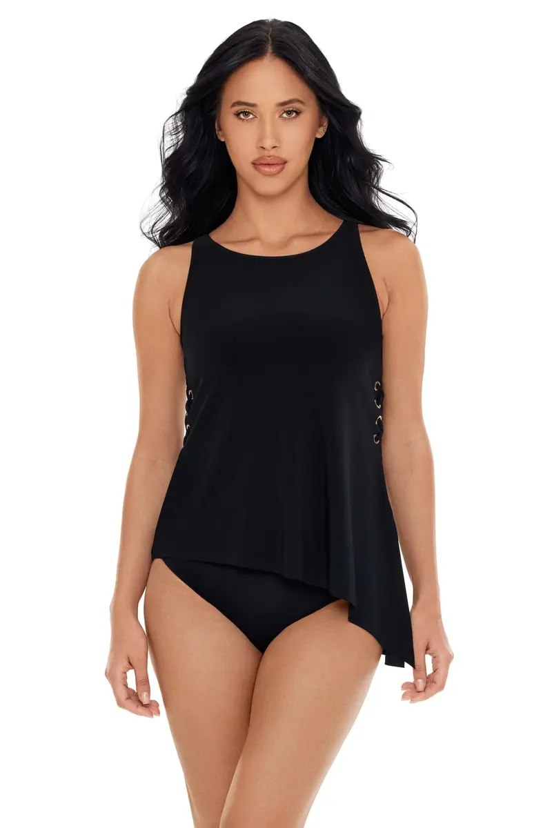 MagicSuit Women's Hoops Gabriella Underwire Tankini Top Separate, Black, 08 | Adjustable Support & Versatile Hem - main product image