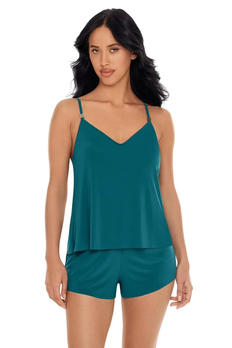 MagicSuit Women's Solid Mila Romper Swimsuit 14 | Slimming, Soft Cup, Peacock - main product image