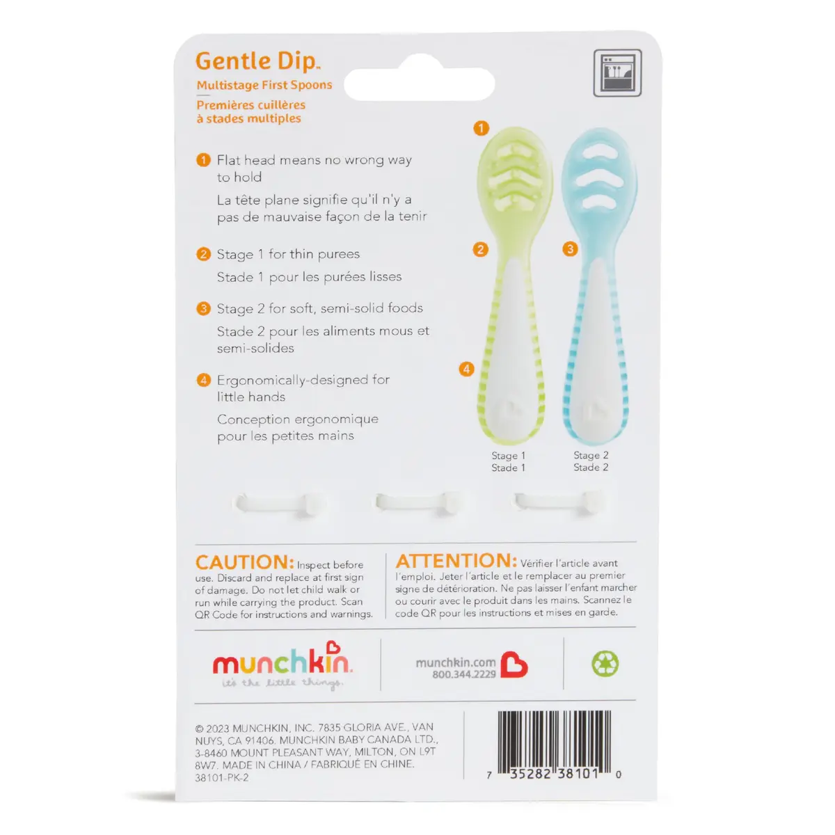 Munchkin Gentle Dip Baby Spoons Self Feeding 3 Pack | Baby-Led Weaning Support - view 7