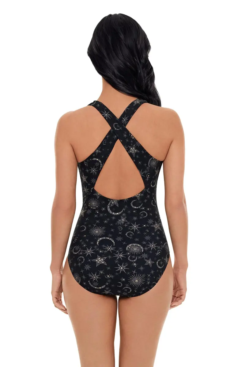 MagicSuit Lucky Stars Halle Soft Cup One Piece Swimsuit, Black/Gold, 14 | Allover Slimming & Supportive Fit - view 3