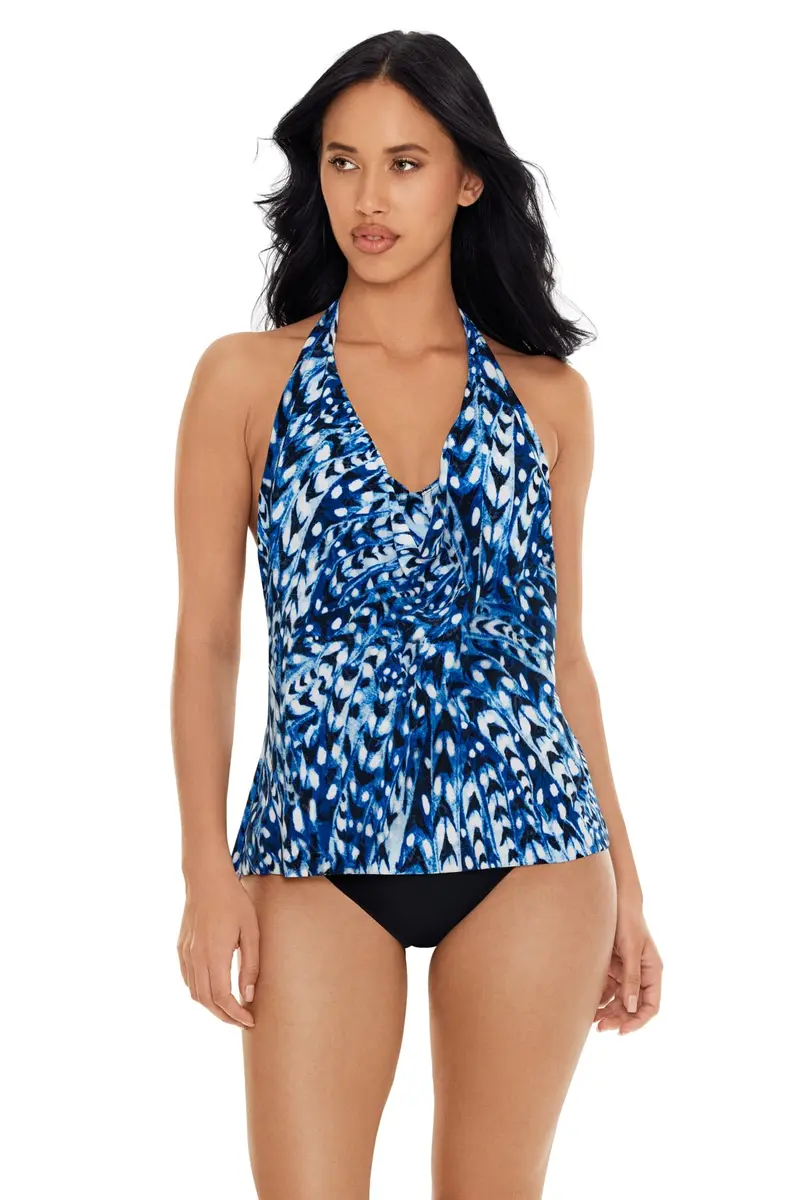 MagicSuit Women's Quill Sophie Tankini Top Separate with Underwire, Blue/Multi, 8 | Flattering, Supportive Swimwear - main product image