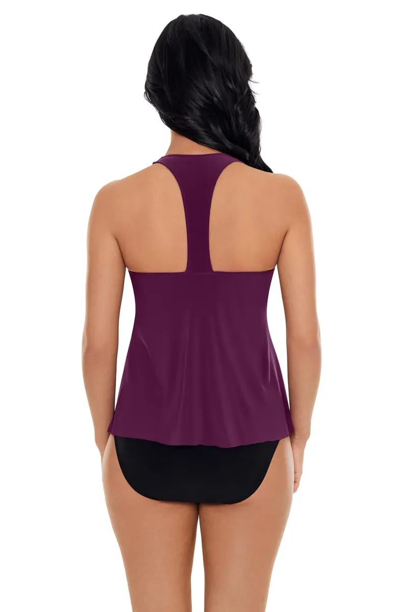 MagicSuit Women's Solid Taylor Soft Cup Tankini Top Separate, Jam, 10 | Racerback, Mid Rise, Polyester Blend - view 3