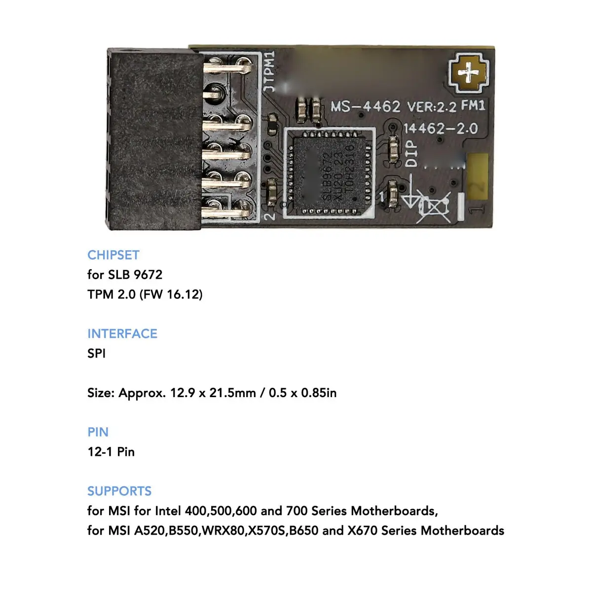 Yunir TPM2.0 Module with SLB 9672 for Motherboards | Encryption Security Support for 10 & 11 - view 4