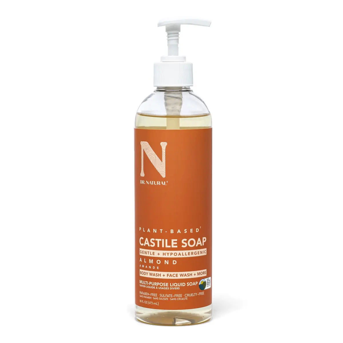 Dr. Natural Castile Liquid Soap - Multi-Use Body Wash, Shampoo & Face Wash | Hydrating & Plant-Based (70-120 chars) - main product image