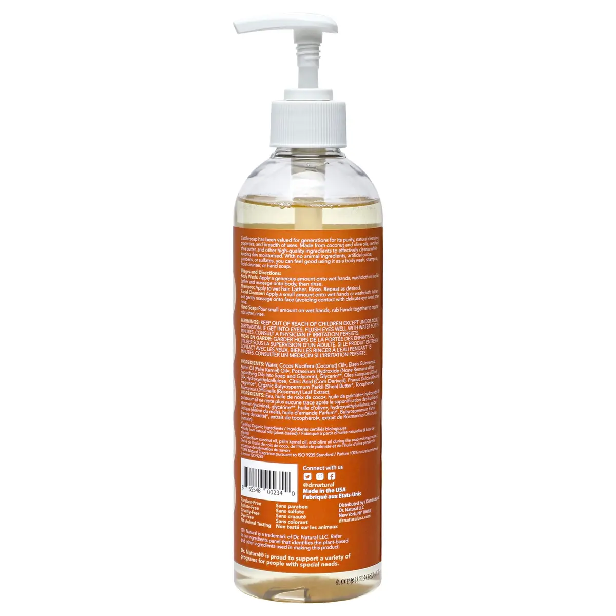 Dr. Natural Castile Liquid Soap - Multi-Use Body Wash, Shampoo & Face Wash | Hydrating & Plant-Based (70-120 chars) - view 9