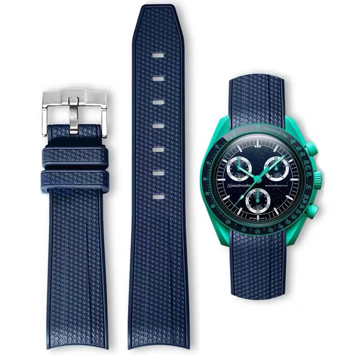 HEYOZURY Navy Blue 20mm Silicone Watch Band for Omega x Swatch MoonSwatch - main product image