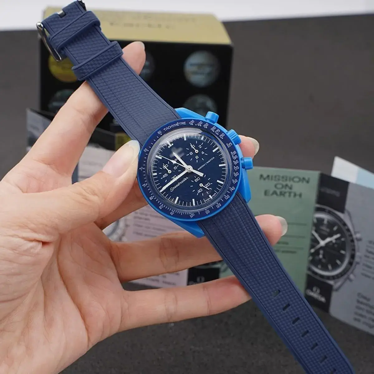 HEYOZURY Navy Blue 20mm Silicone Watch Band for Omega x Swatch MoonSwatch - view 4