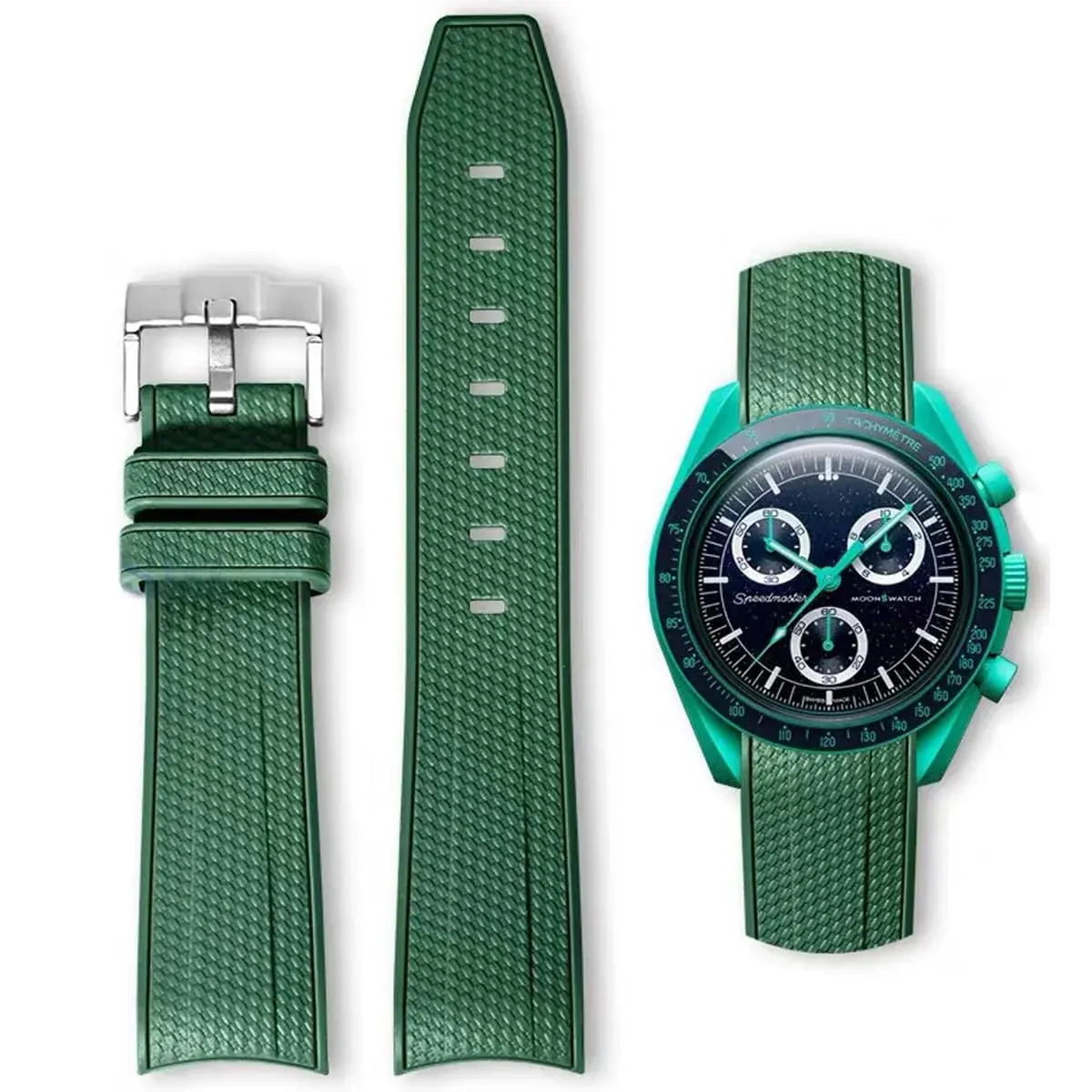HEYOZURY Dark Green 20mm Silicone Watch Band for Omega x Swatch MoonSwatch | Classic Style - main product image