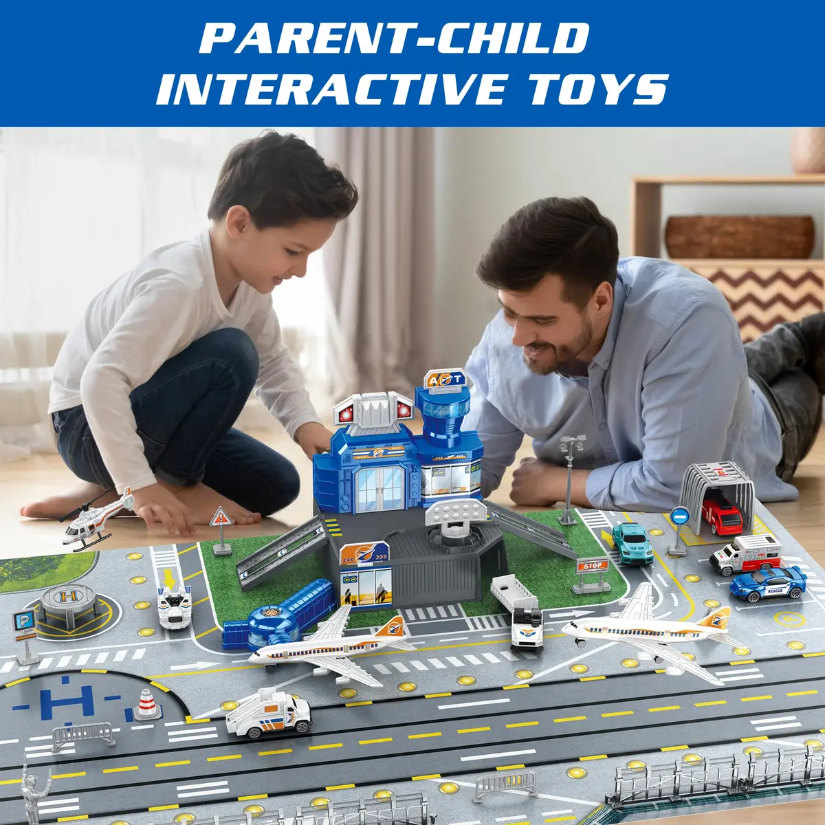 XDUOYJOY Airplane Toy Set with Trucks, Helicopter, Planes, Airport Playmat | Educational Toy Vehicle Set for Kids 3-8 - view 7