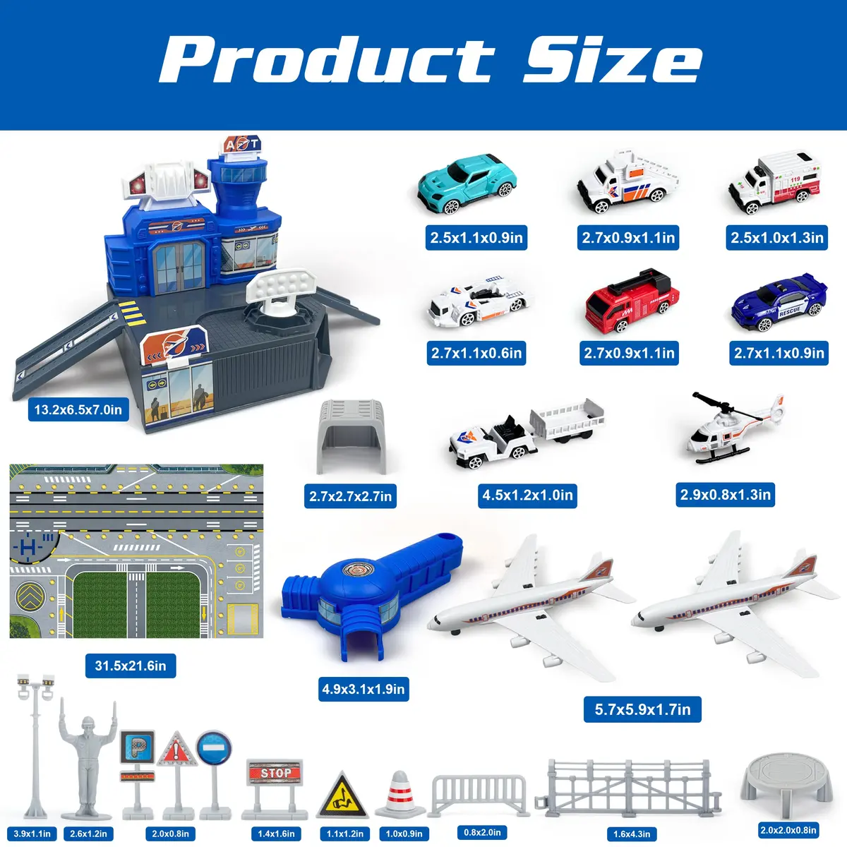 XDUOYJOY Airplane Toy Set with Trucks, Helicopter, Planes, Airport Playmat | Educational Toy Vehicle Set for Kids 3-8 - view 3