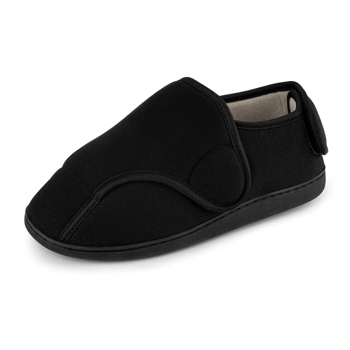 TIESTRA Men's Memory Foam Diabetic Boots Slippers Lightweight Comfortable Breathable No Sweat Edema Swollen House Shoes Adjustable Wide Indoor/Outdoor Slip On Bedroom Slipper Black EU46/US13 - main product image