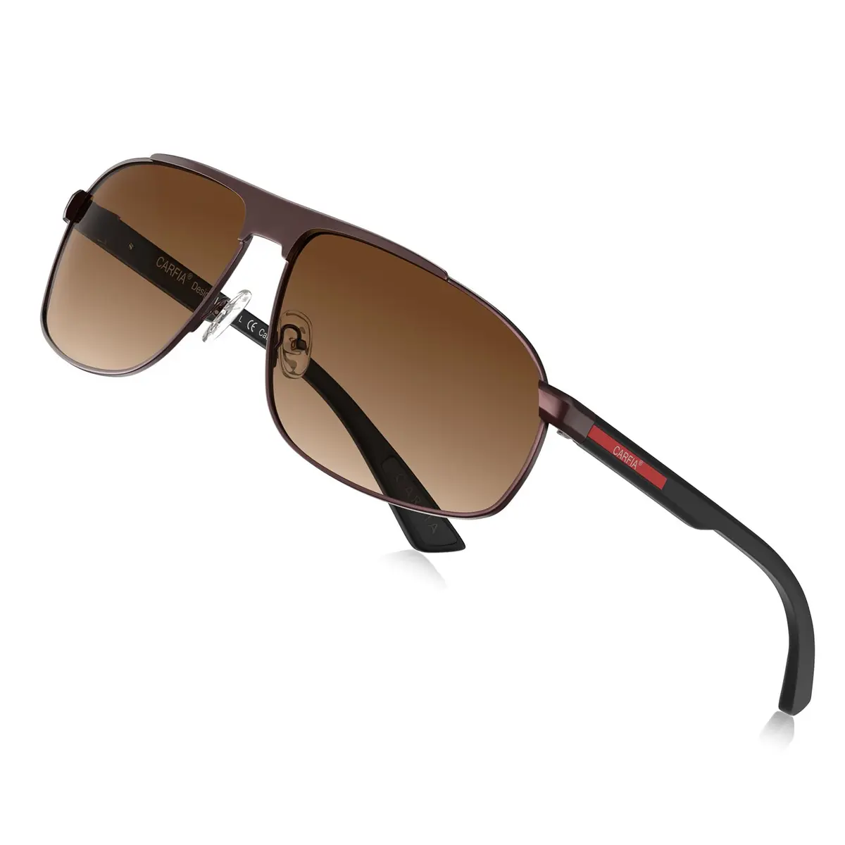 CARFIA Large Curved Polarized Sunglasses for Men UV Protection | Trendy Driving Sunnies Lightweight Metal Frame - main product image