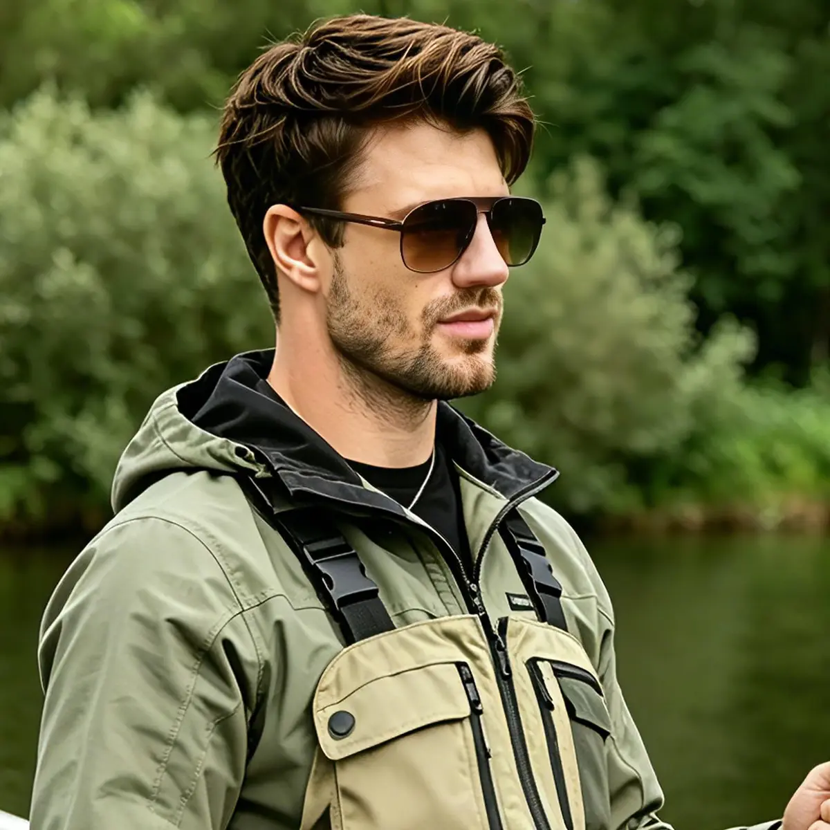 CARFIA Large Curved Polarized Sunglasses for Men UV Protection | Trendy Driving Sunnies Lightweight Metal Frame - view 5