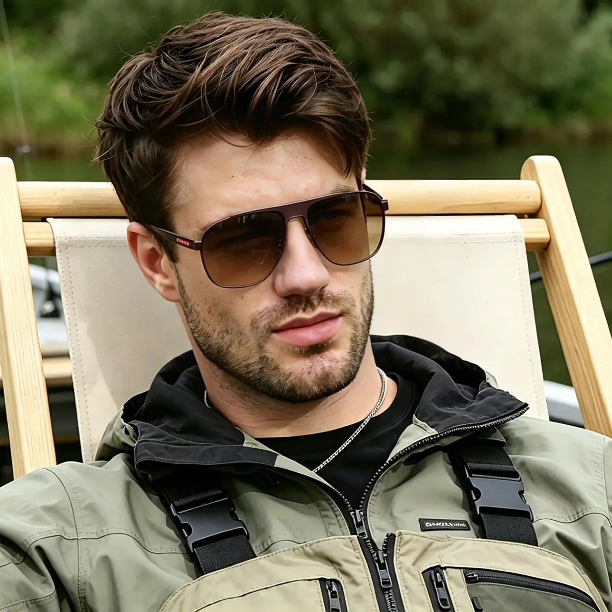 CARFIA Large Curved Polarized Sunglasses for Men UV Protection | Trendy Driving Sunnies Lightweight Metal Frame - view 2