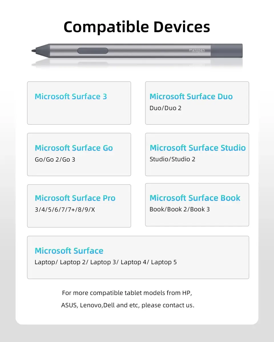 Metapen Stylus Pen M2 Biz for Microsoft Surface with AAAA Battery | 4096 Pressure Levels, Tilt Function, Palm Rejection - view 6