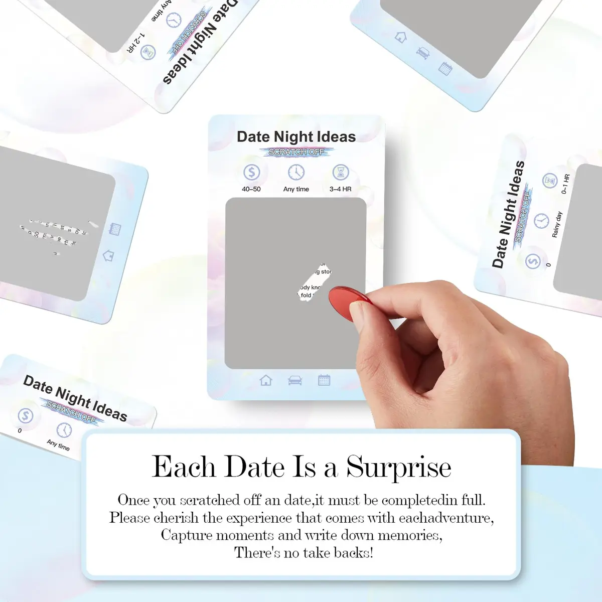 VUNCESSIN 40 Date Night Ideas Scratch-Off Cards for Couples | 40 Date Night Ideas - view 5