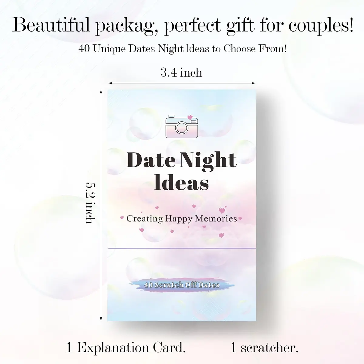VUNCESSIN 40 Date Night Ideas Scratch-Off Cards for Couples | 40 Date Night Ideas - view 3