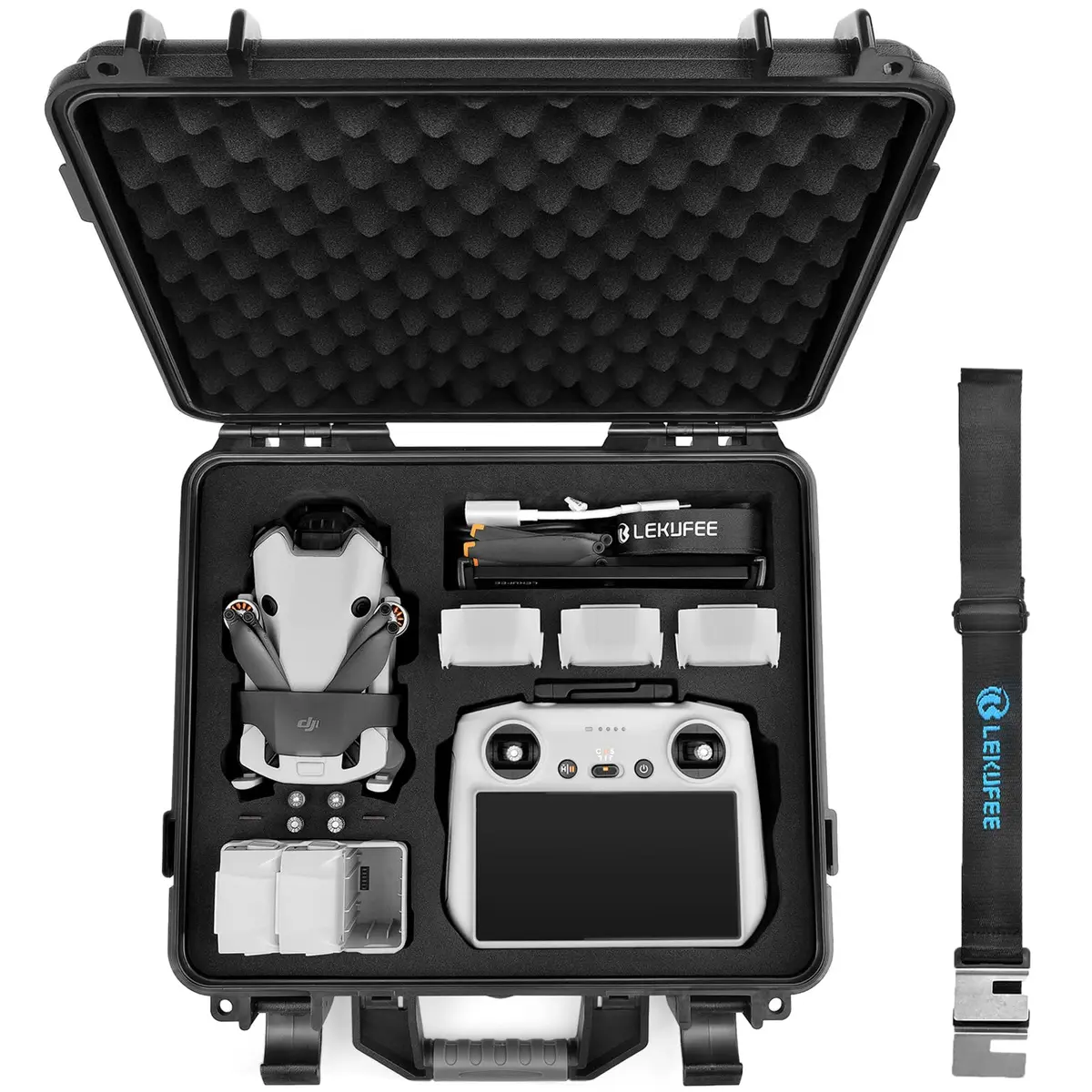 Lekufee Waterproof Hard Carrying Case for DJI Mini 4 Pro Drone & Accessories | Custom EVA Foam, 1.9kg - main product image