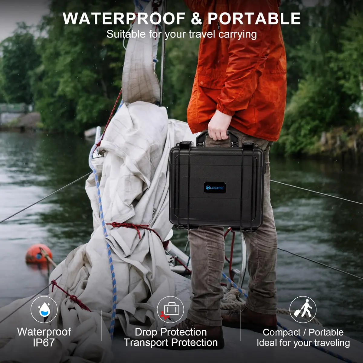 Lekufee Waterproof Hard Carrying Case for DJI Mini 4 Pro Drone & Accessories | Custom EVA Foam, 1.9kg - view 7