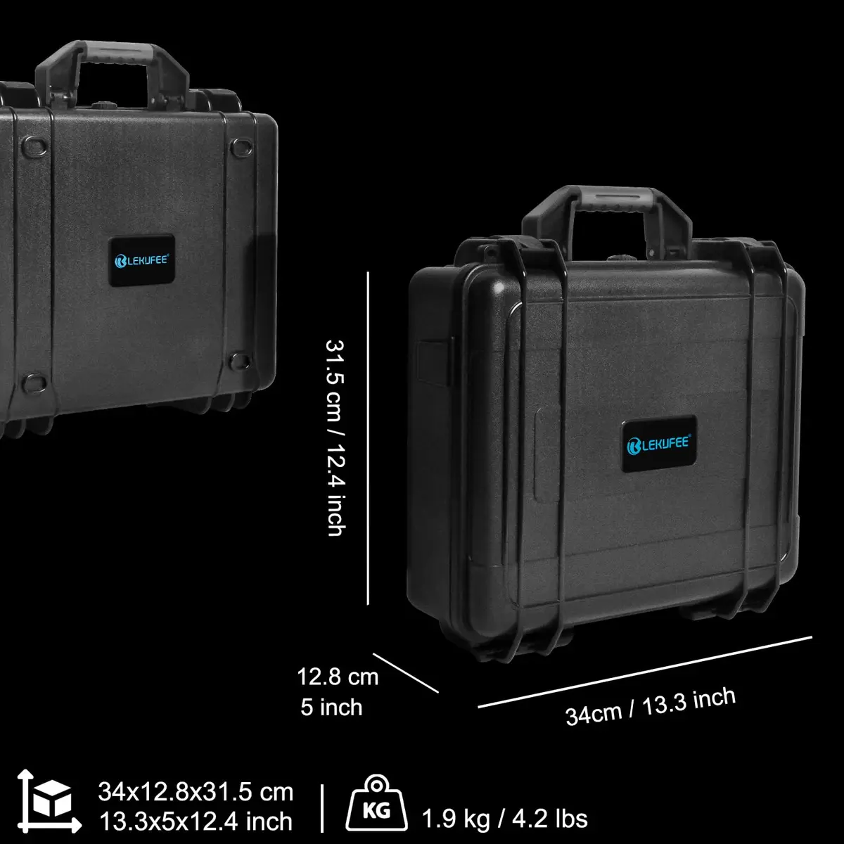 Lekufee Waterproof Hard Carrying Case for DJI Mini 4 Pro Drone & Accessories | Custom EVA Foam, 1.9kg - view 3