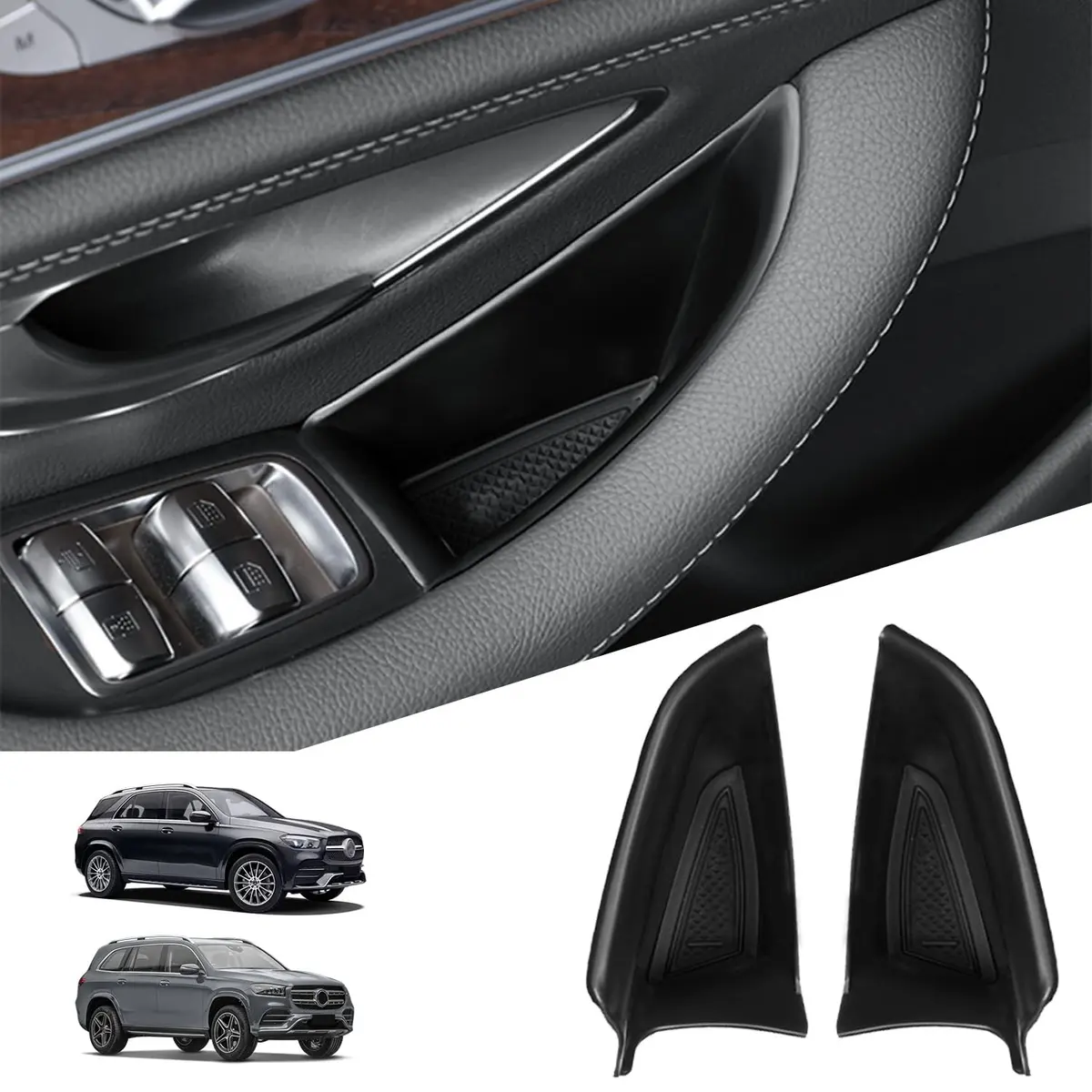 kenddeel Compatible with Mercedes Benz GLE 350 450 & GLS 450 54 2020-2023 Front Row Door Organizer Tray, 2Pcs Side Door Handle Pocket Armrest Storage Box Phone Glove Container - main product image