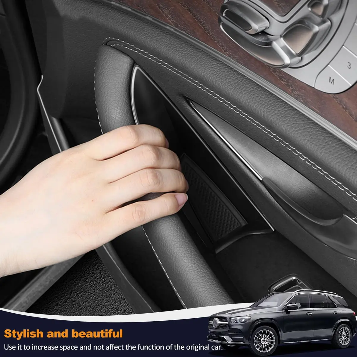 kenddeel Compatible with Mercedes Benz GLE 350 450 & GLS 450 54 2020-2023 Front Row Door Organizer Tray, 2Pcs Side Door Handle Pocket Armrest Storage Box Phone Glove Container - view 5
