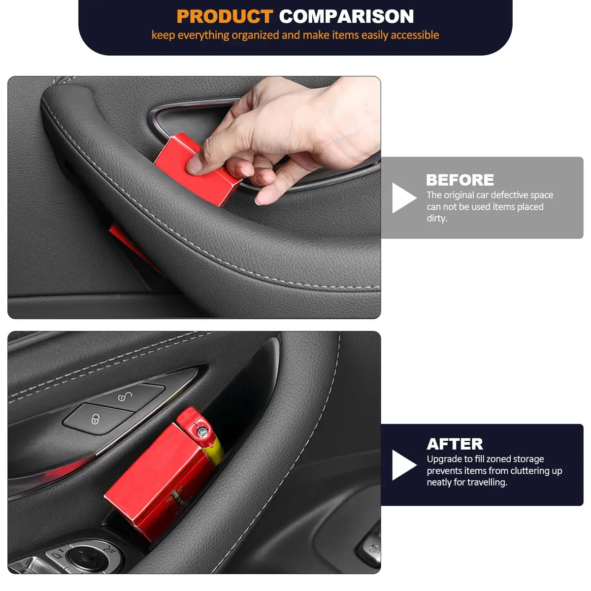 kenddeel Compatible with Mercedes Benz GLE 350 450 & GLS 450 54 2020-2023 Front Row Door Organizer Tray, 2Pcs Side Door Handle Pocket Armrest Storage Box Phone Glove Container - view 6