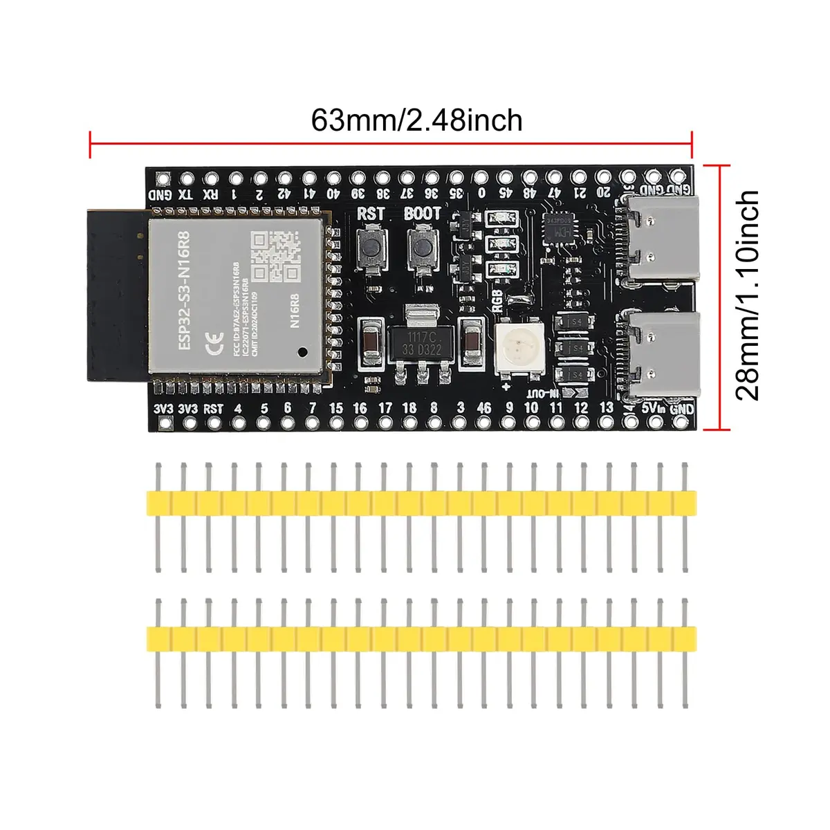 DORHEA ESP32-S3 Development Board Type-C WiFi+Bluetooth | Single Board Computer for IoT (70-120 chars) - view 6