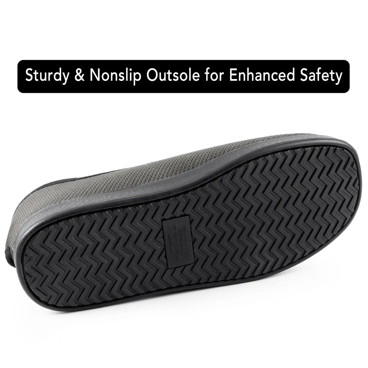 Ravelier Men's Diabetic Wide Waffle Knit Adjustable Slipper, 8W, Grey | Comfortable, Breathable & Secure Fit - view 6