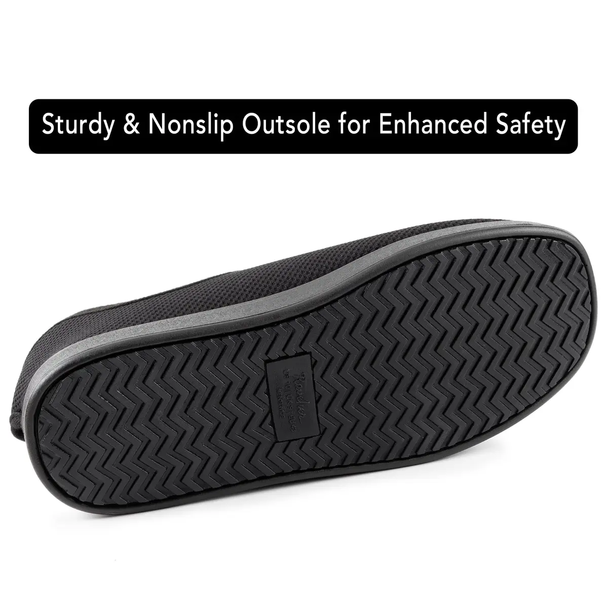 Ravelier Men's Diabetic Wide Waffle Knit Adjustable Slipper, 10W, Black | Comfortable, Breathable & Easy Wear for Sensitive Feet - view 6