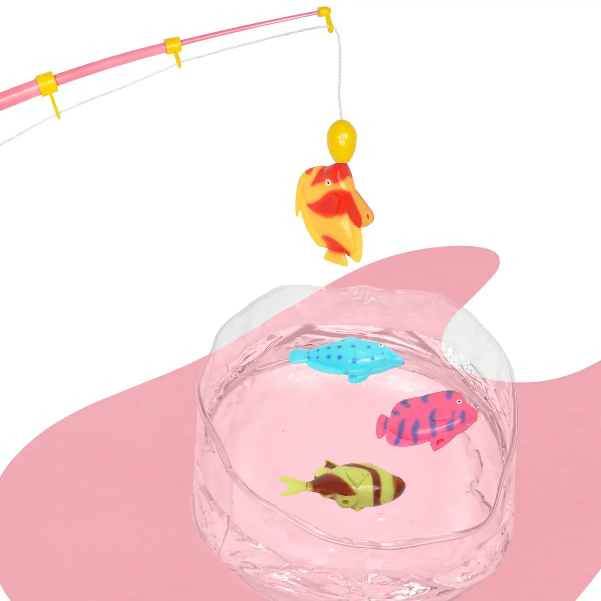Fairly Odd Novelties Toilet Fishing Game for Adults & Kids | Adjustable Rod, Pink Mat, Water Tank, 4 Colored Fishes - view 3