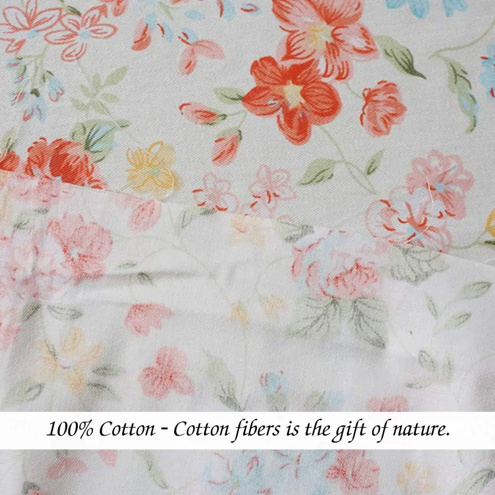 LANEHUA 100% Cotton Fabric 78x63 in | Floral Spring Orange Flowers, Breathable & Durable (70-120 chars) - view 6