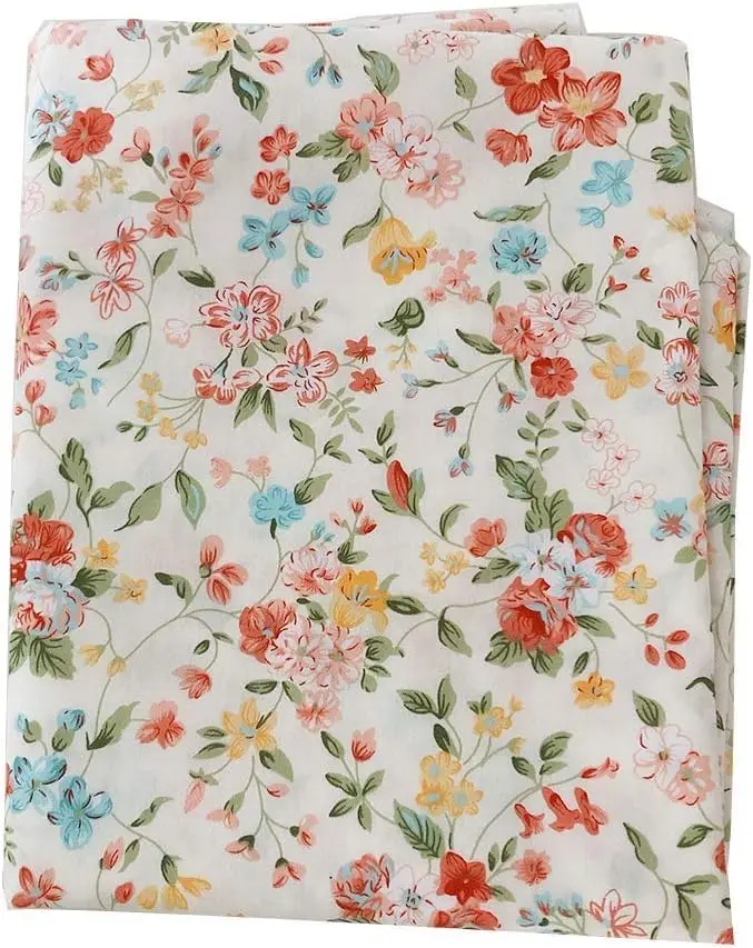 LANEHUA 100% Cotton Fabric 78x63 in | Floral Spring Orange Flowers, Breathable & Durable (70-120 chars) - view 2