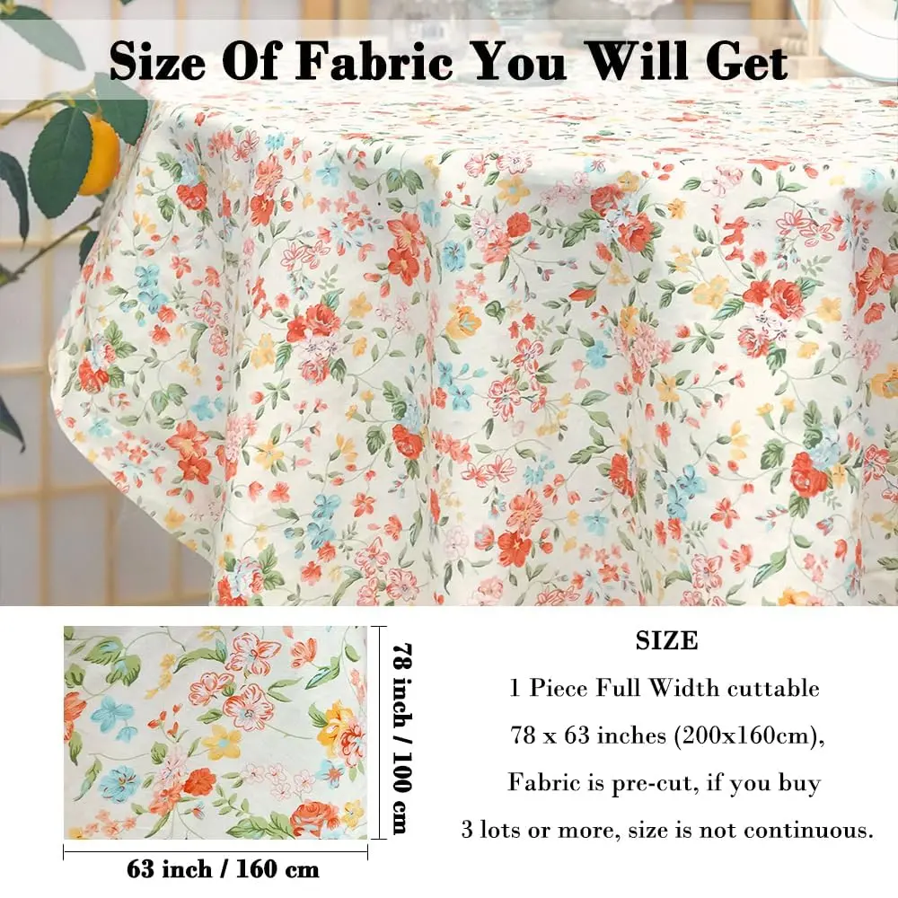 LANEHUA 100% Cotton Fabric 78x63 in | Floral Spring Orange Flowers, Breathable & Durable (70-120 chars) - view 4