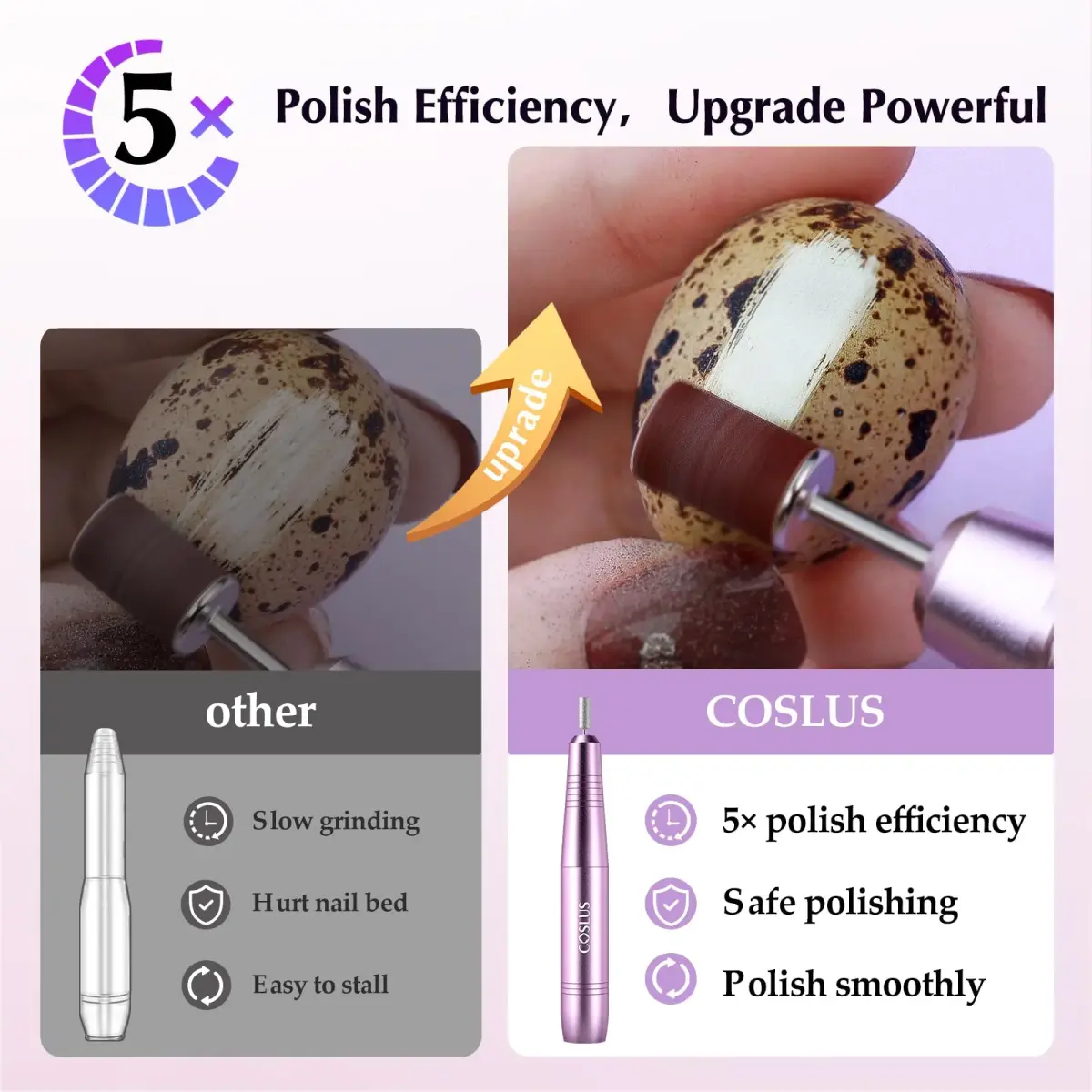 COSLUS C40 Electric Nail Drill | Precise Dial Speed Control, 20000 RPM, Dark Purple - view 2