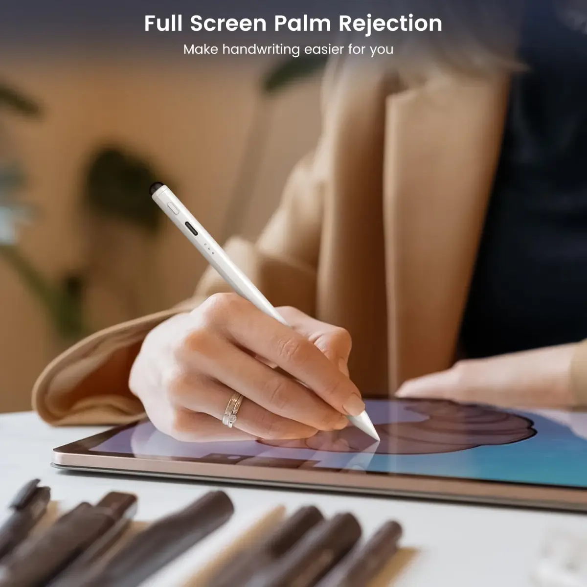 STYLUSHOME Active Stylus Pen for iPad Pro, iPad Air, iPad Mini, iPad 10th/9th/8th/7th/6th Gen - White | 16.5cm (6.5in) with 9-Hour Battery - view 5