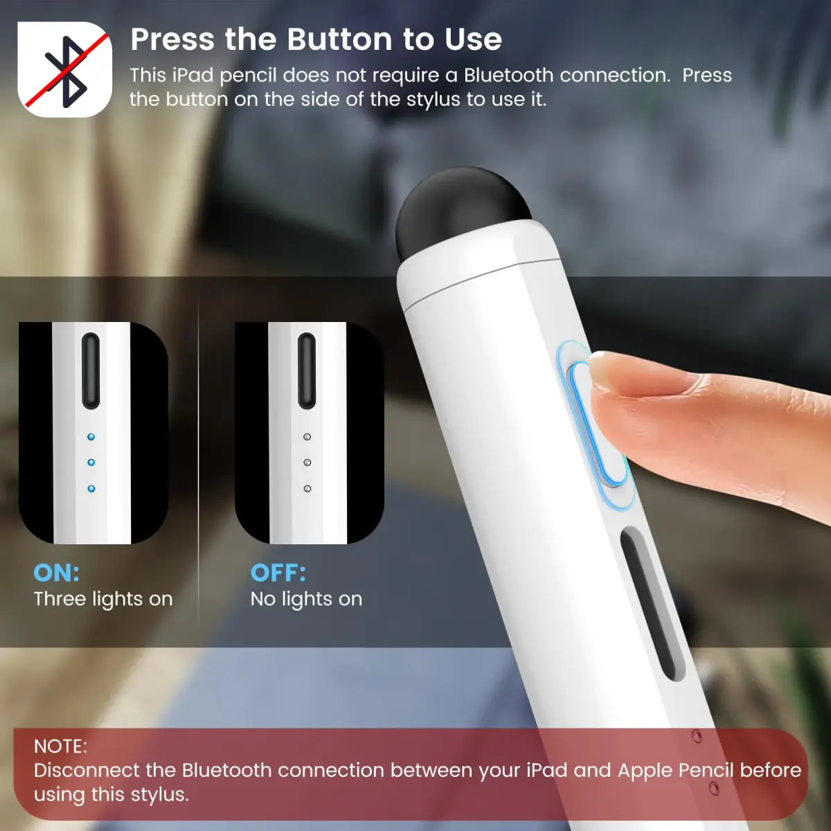 STYLUSHOME Active Stylus Pen for iPad Pro, iPad Air, iPad Mini, iPad 10th/9th/8th/7th/6th Gen - White | 16.5cm (6.5in) with 9-Hour Battery - view 7