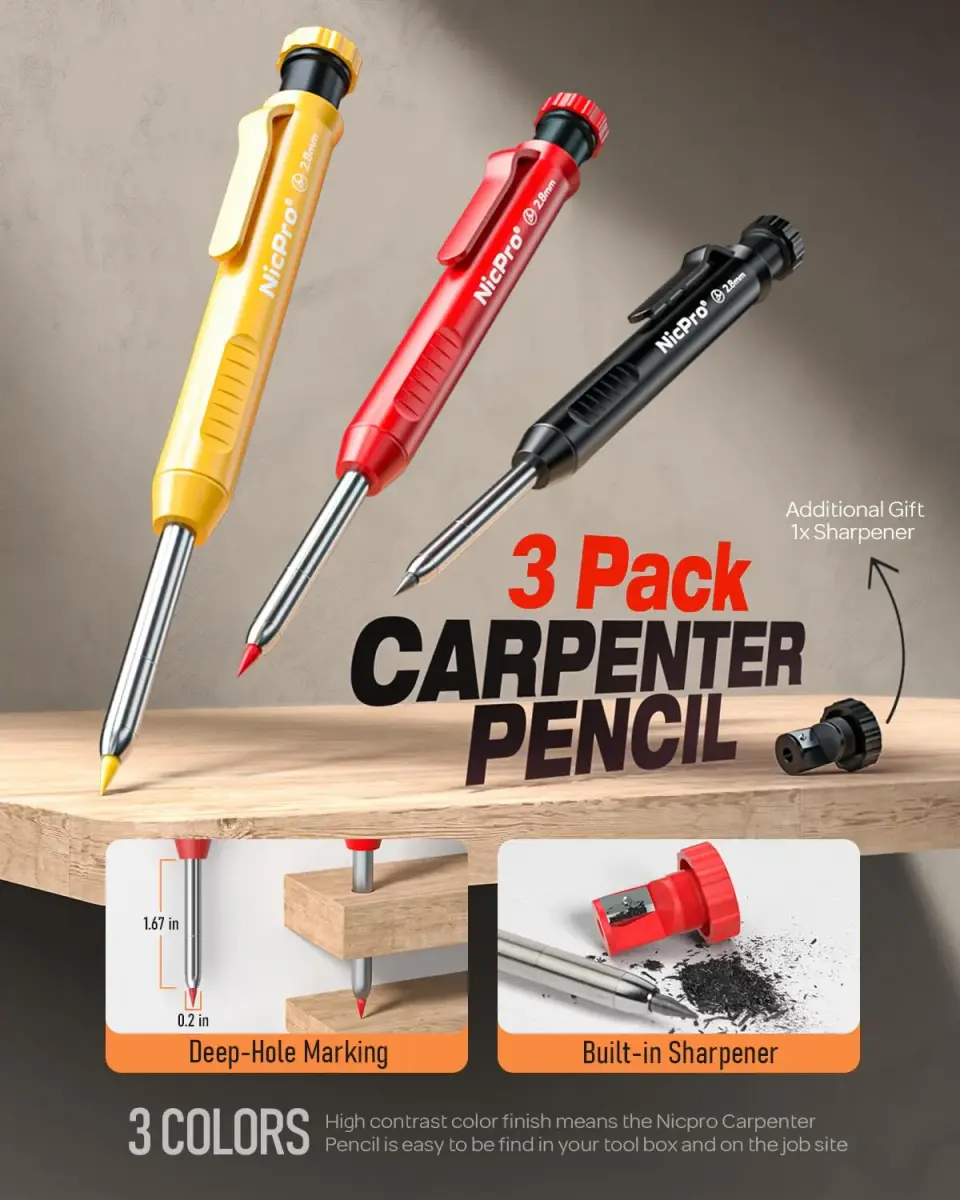 Nicpro 18 Pack Carpenter Pencils & Leads | 2.0mm & 2.8mm, Metal & ABS, Bulk Set - view 4