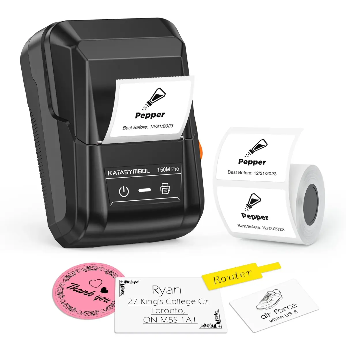 SUPVAN T50M Pro Bluetooth Label Maker Machine with Tape, Black | Prints 3/4" - 2" Wide Labels - main product image