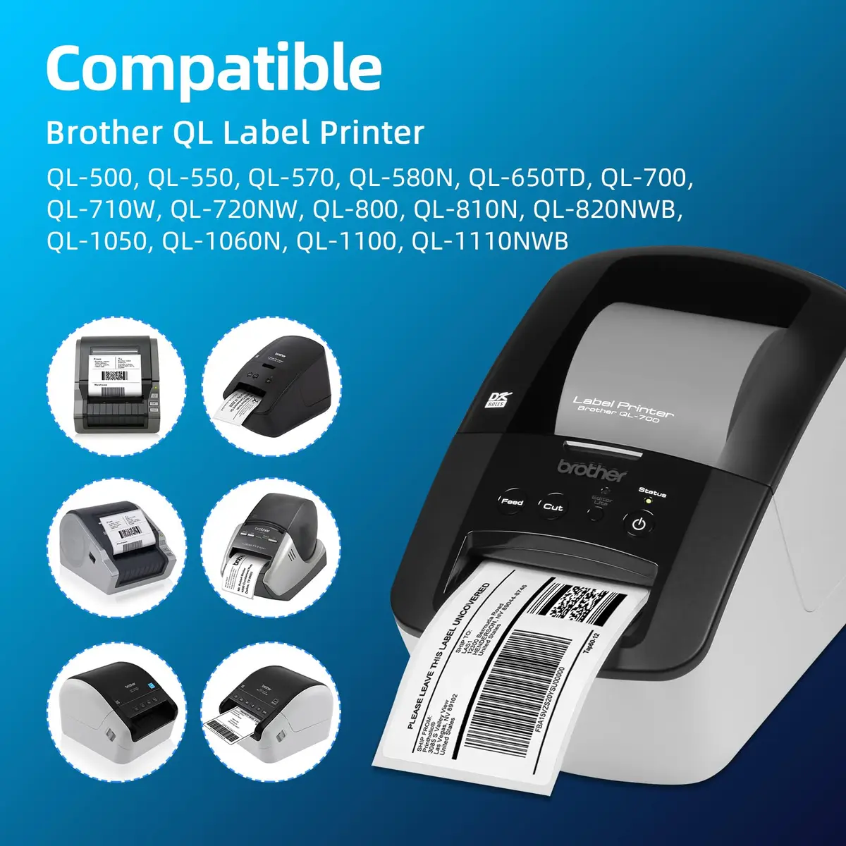 Printholic Address Labels Compatible Brother DK-1201 12 Rolls | Smudge-Free, Tightly Adhesive (1.1" x 3.5") - view 3
