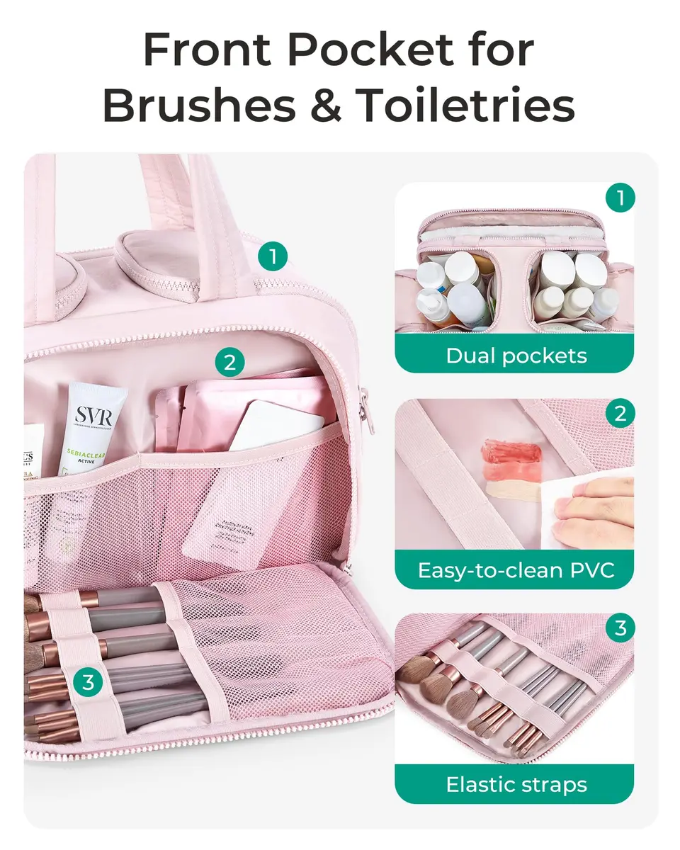 BAGSMART Puffy Travel Toiletry Bag Large 29.97cm x 18.54cm x 22.12cm | Wide-Open Cosmetic Organizer for Women - view 4
