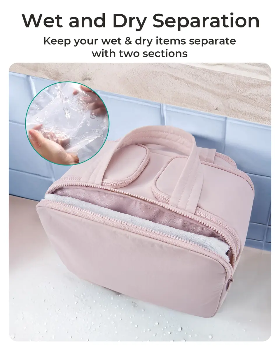 BAGSMART Puffy Travel Toiletry Bag Large 29.97cm x 18.54cm x 22.12cm | Wide-Open Cosmetic Organizer for Women - view 5