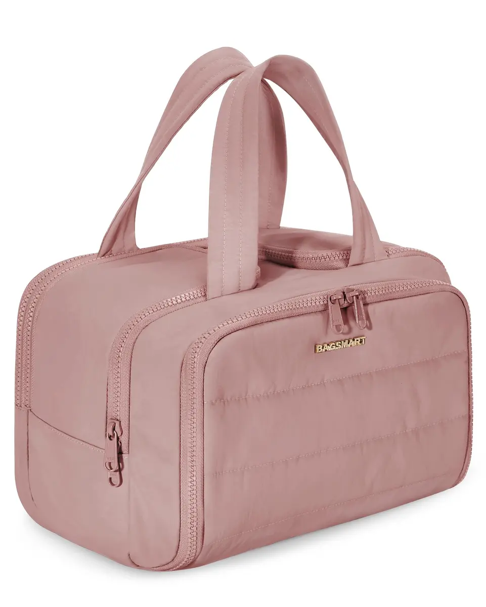 BAGSMART Puffy Cosmetic Makeup Bag Organizer for Women, 29.97cm x 18.54cm x 22.02cm (11.8''L x 7.3''Wx 8.73'H) | Wide-Open Travel Toiletry Bag with Handle - main product image