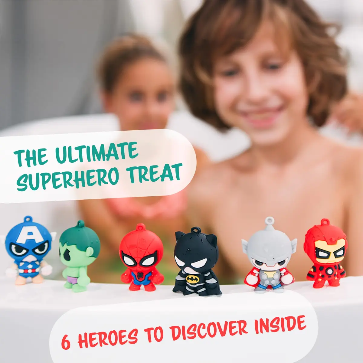 Cosmetics Stories Superhero Bath Bombs with Toys Inside for Kids, 6-Pack 37oz (1.17kg) | Organic Essential Oils & Surprise Figures - view 4