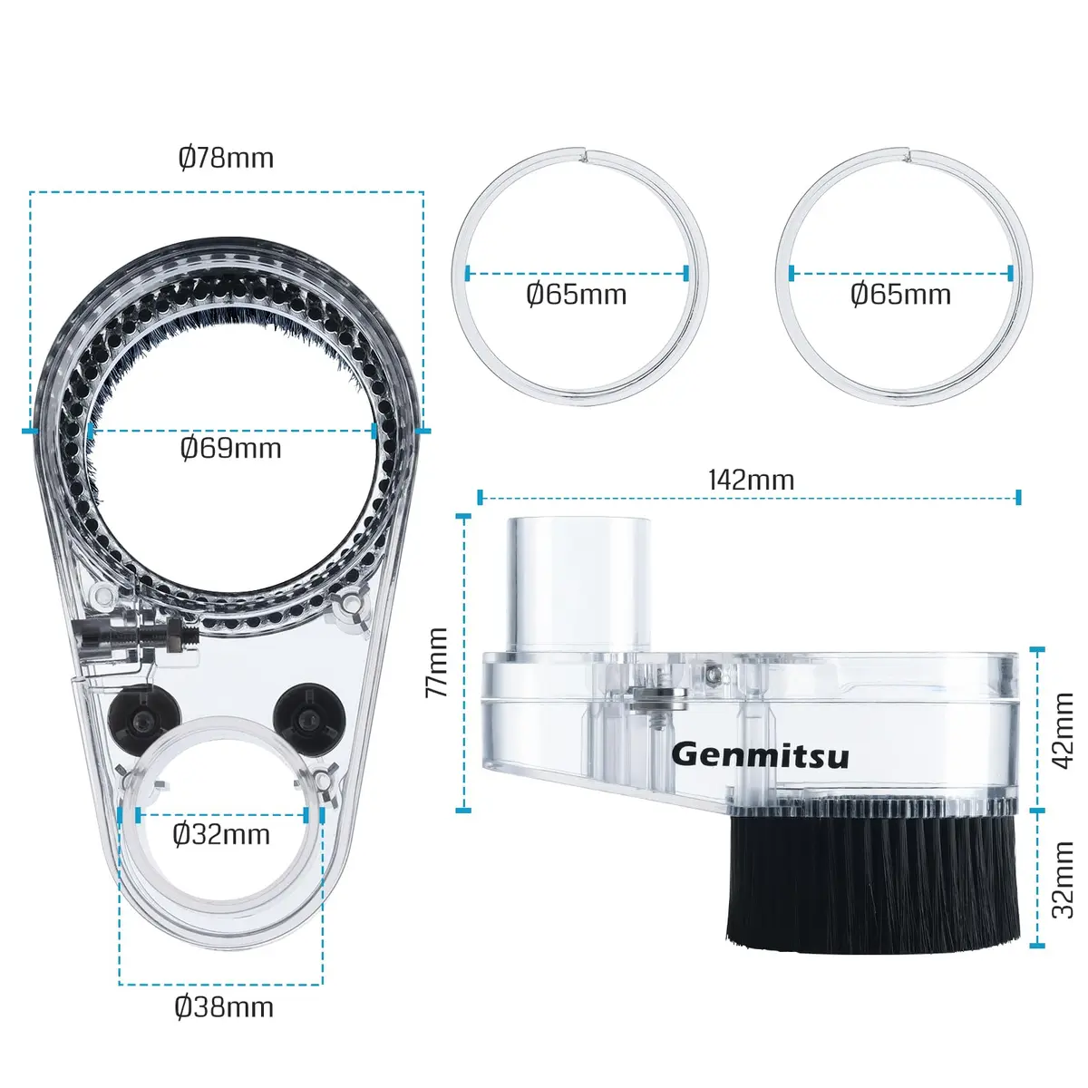 Genmitsu 65mm & 69mm CNC Dust Shoe with 38mm Hose Adapter | Universal Compatibility for Spindle Motors - view 6
