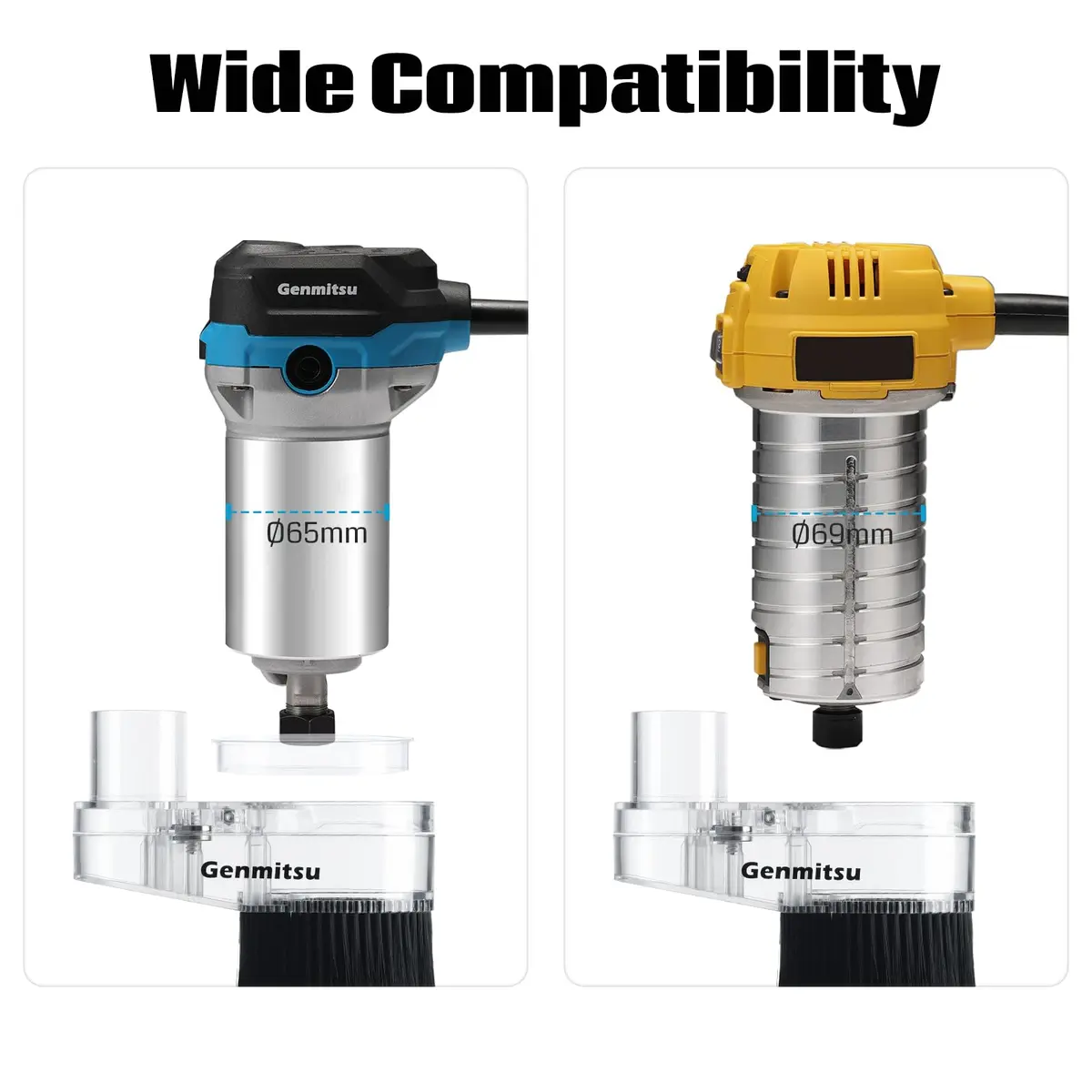 Genmitsu 65mm & 69mm CNC Dust Shoe with 38mm Hose Adapter | Universal Compatibility for Spindle Motors - view 2